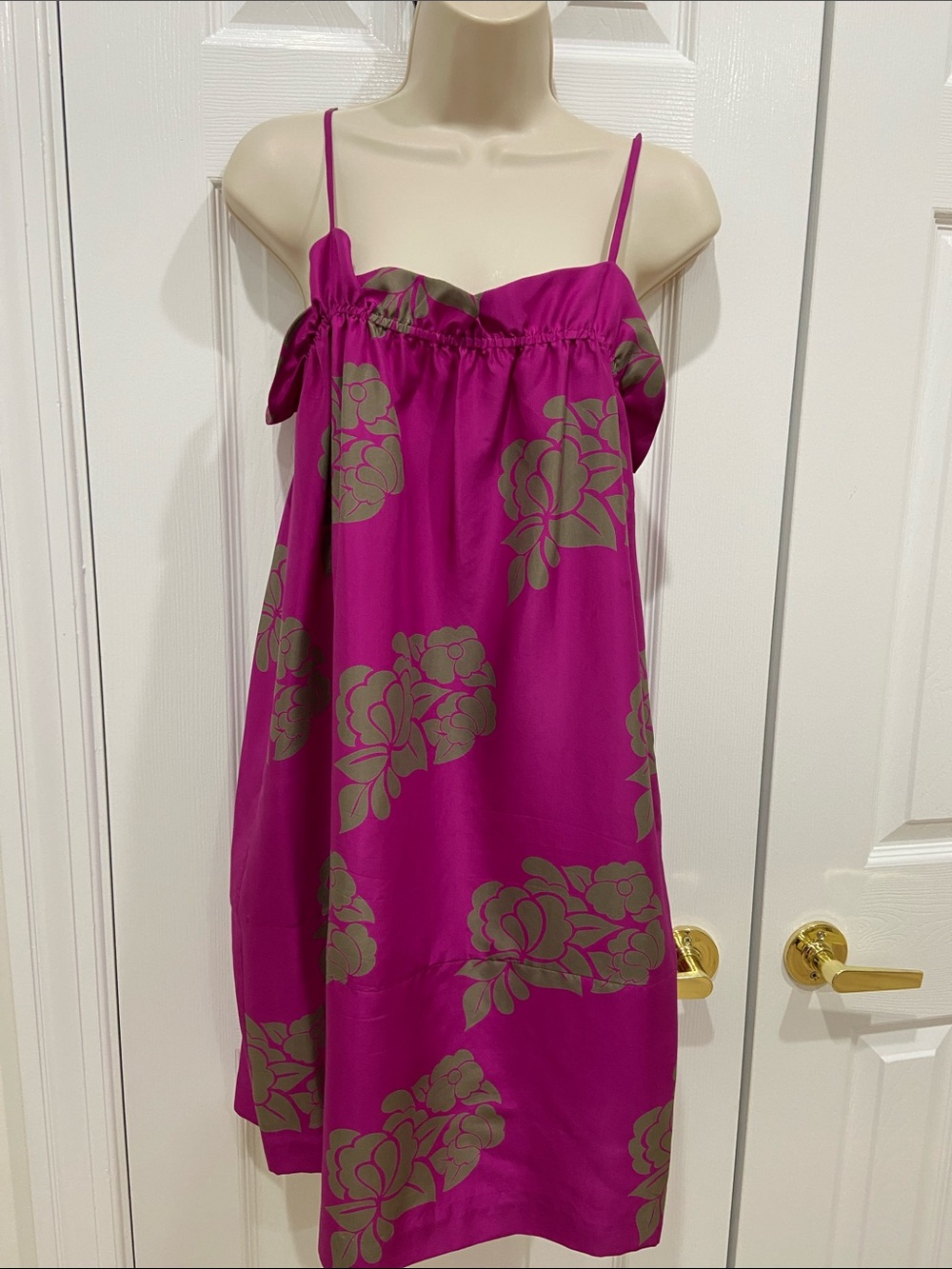 Club Monaco Magenta Floral Spaghetti-Strap Dress
